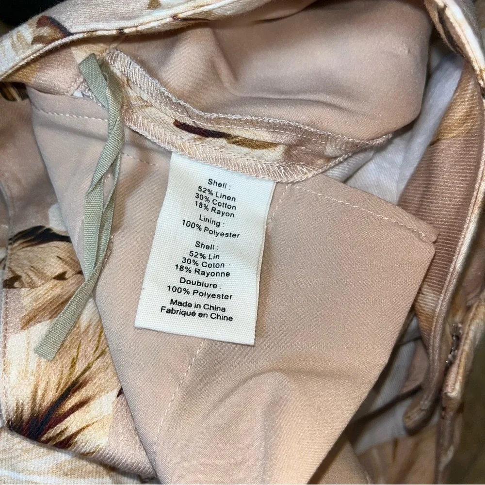 l’agence linen blend  safari shorts tan leaves palms 14 - Picture 7 of 7